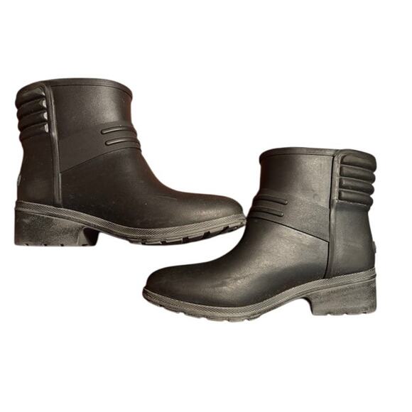 Sperry Top -Sider Black Rain Boots Aerial Beck Motorcycle zip sz 6.5 women's - Picture 5 of 6